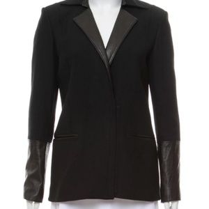HELMUT LANG Leather-Accented Notch-Lapel Blazer